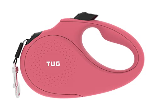 TUG Monochrome 360° Tangle-Free Retractable Dog Leash | 16 ft Strong Nylon Tape (Small, Pink) - color: Pink, size: Small, 16 ft
