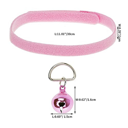 jiebor 24Pcs Tiny Kitten Collar Puppy Whelping Collars with 24Pcs Bell for Small Newborn Puppies Kitten Cat Dog