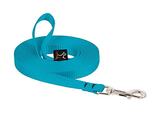 LupinePet Basics 1/2" Aqua 30-Foot Extra-Long Training Leash for Small Dogs - size: 1/2" wide; 30-foot