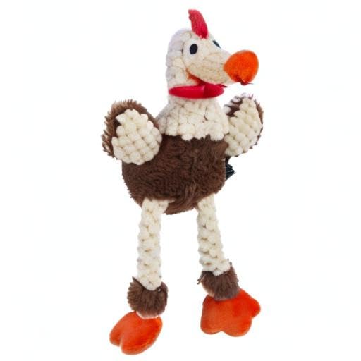 goDog Checkers Just for Me Skinny Rooster Squeaky Plush Dog Toy, Chew Guard Technology - Brown, Mini - color: Checkers - Skinny Rooster (Brown), size: Mini