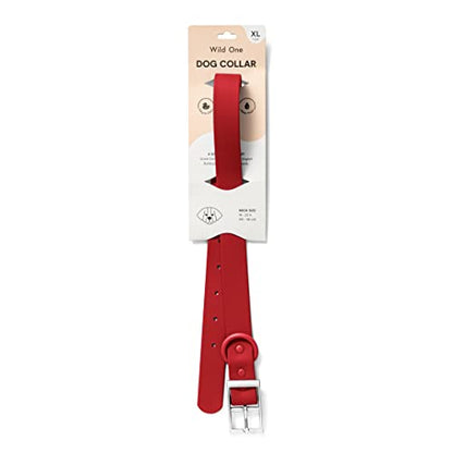 Wild One Dog Collar, Easy-Clean, All Weather Flex-Poly Strap with Metal, Durable, Dirt and Odor Resistant (Strawberry, XL) - color: Strawberry, size: XL