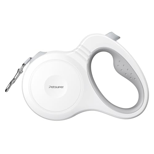 16Ft Retractable Dog Leash for Small, Medium & Large Dogs with One-Hand Brake Lock, Ergonomic Comfort Grip Handle, 360° Tangle-Free Swivel and Strong Nylon Tape (White) - color: White-A, size: 16Ft