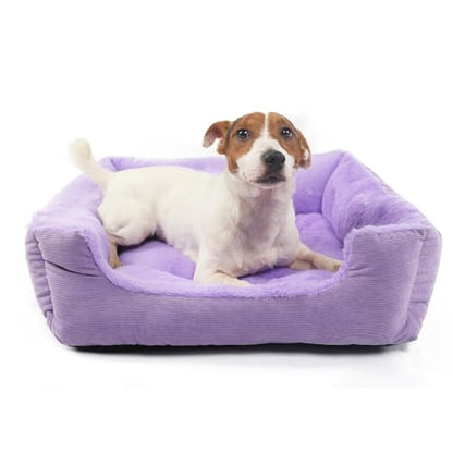 Tiny Dog Bed 20 Inch for Small Dogs, Soft Rectangle Puppy Bed with Plush Surface, Washable Pet Bed,Purple - color: Purple, size: 20"x19"x5"