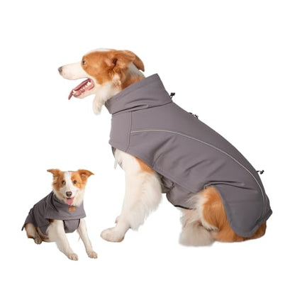 Dog Coat Warm Dog Winter Coat Waterproof Dogs Jacket with Reflective Pet Fleece Vest Zip-Up Cold Weather Coats for Large Dogs Turtleneck Windproof Coats (Grey,Small) - color: Grey, size: Small