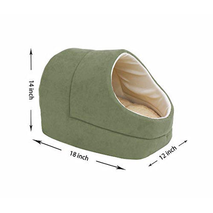 4 in 1 Self Warming Burrow Cat Bed, Pet Hideway Sleeping Cuddle Cave (Sage Green-2) - color: Sage Green-2