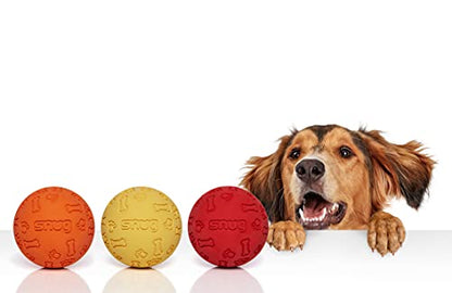 Snug Rubber Dog Balls for Small and Medium Dogs - Tennis Ball Size - Virtually Indestructible (3 Pack - Hot) - color: Hot