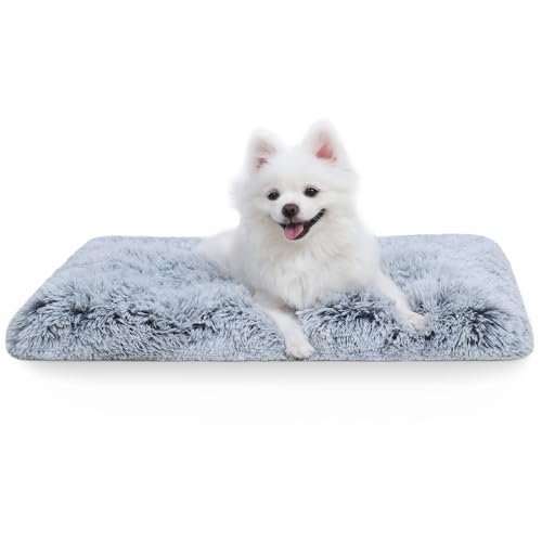 Vonabem Small Dog Bed Crate Pad 24 inch, Washable Puppy Bed, Soft Plush Pet Crate Beds, Anti-Slip Cat Bed, Dog Mats for Sleeping, Kennel Pad Grey - color: Grey, size: 24.0"L x 18.0"W x 2.0"Th