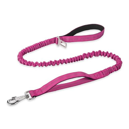 BUMBIN 6Ft Dog Leash Large Dogs, Bungee Dog Leash with 2 Handles, Heavy Duty Leashes for Medium Small Dogs, No Pull Shock Absorbing，with Car Seat Belt for Training, Pink - color: Rose Red