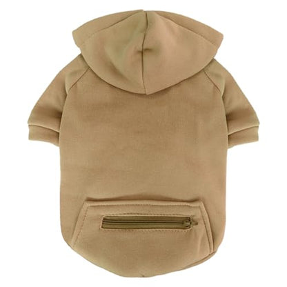 Jecikelon Pet Dog Cold Weather Coat with Pocket Winter Dog Hoodie Warm Puppy Clothes for Small Dogs Chihuahua Clothing (Khaki, X-Small) - color: Khaki, size: X-Small