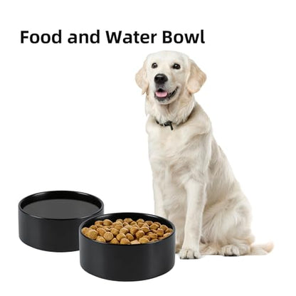 Havniva 8.3” Dog Bowl Ceramic Dog Food and Water Bowl, Durable Dog Water Bowl with Non-Slip Rubber Base Large Capacity Feeding Dishes for Large Dogs - color: Matte Black, size: 8.3 Inch