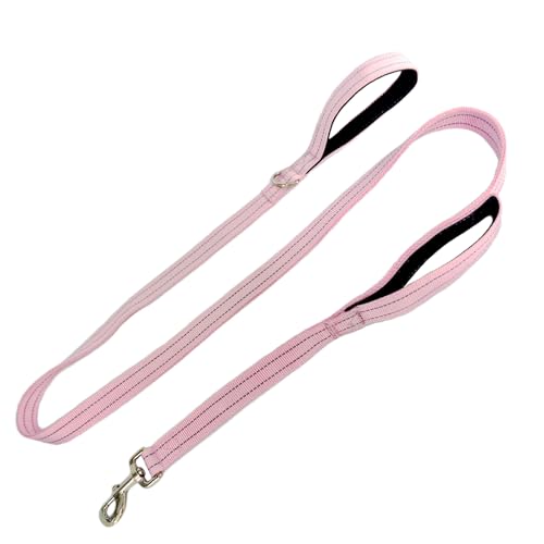 Dual Padded Handle Walking And Training Standard Leashes For Large Dogs With Reflective Stitching, 360° Rotatable Heavy Duty Metal Buckle,D-Ring,Durable Nylon,6Ft Long For Big Dogs Over 70 Pounds Pink - color: Pink, size: 6Ft