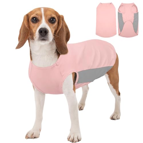 Kuoser Cooling Dog Shirt, Sun Protection Puppy T-Shirts Breathable Pet Summer Vest, Quick Dry Dog Summer Clothes for Large Dogs Boy Girl Pink XL - color: Pink, size: XL