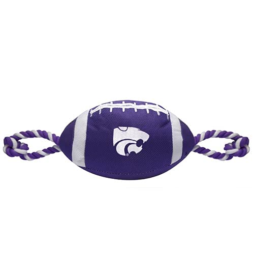 NCAA Kansas State Wildcats Nylon Football Dog Toy, Tough Quality Nylon Materials, Strong Pull Ropes, Inner Squeaker, Collegiate Team Color - color: Kansas State Wildcats