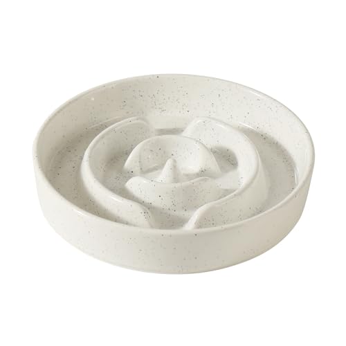Havniva 1.6 Cup Slow Feeder Dog Bowls, 8.2” Ceramic Dog Slow Feeding Bowls for Medium Dogs Puzzle Dog Food Bowls for Fast Eater, Pet Slow Feeding Dish Non-Slip & Anti-Choking - color: 1 x Vanilla White - A, size: L- 8.2inch / 1.6 Cups