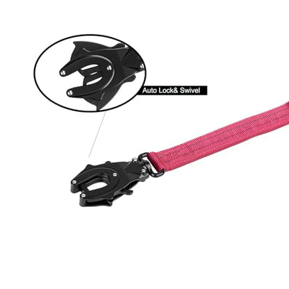 ICEFANG Relfective Dog Leash for Medium Large Dogs,K9 Training Walking Lead with Double Handle,Heavy Duty Auto-Lock Metal Clasp (6ft, Pink) - color: Pink, size: 6 ft (No bungee)