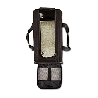 Amazon Basics Airline Approved Soft-Sided Mesh Pet Travel Carrier with Shoulder Strap, Removable Washable Fleece Pad, Top Opening, Ventilation for Dog, Cat, up to 22 pounds, 19.7Lx12Wx12H in., Black - size: 20.0"L x 12.0"W x 12.0"H