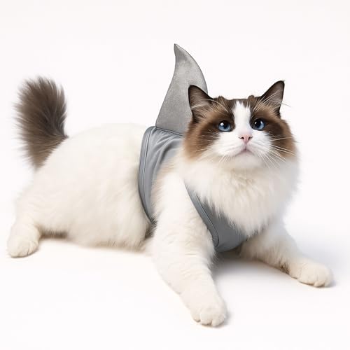 Pet Custom Dog Custom Cat Custom Hoodie, Sporty Look, Funny Gift, Halloween Holiday (Shark with Standing Fin, Large) - color: Shark with Standing Fin, size: Large
