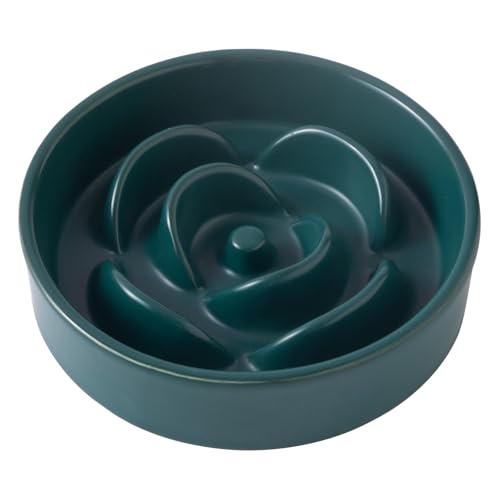 6'' Ceramic Slow Feeder Dog Bowls - Petal Shape Modern Dog Food Dish for Cats and Small Breed Dogs, Puzzle Maze Bowl to Slow Down Eating, Anti-Gulping, Dishwasher & Microwave Safe, Green - color: Green, size: 6 inch
