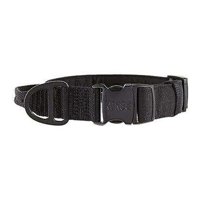 KONG Ultra Durable Padded Comfort Handle Dog Collar (Medium, Black)