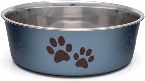 Loving Pets Bella Dog Bowls- Stainless Steel Dog & Cat Bowls - Spill Proof Dog Food Bowl, Cat Bowl, Puppy Essentials & Pet Supplies Great for Home & Travel (Large 35-65 lbs, Blueberry) - color: Blueberry, size: Large (35-65lbs)