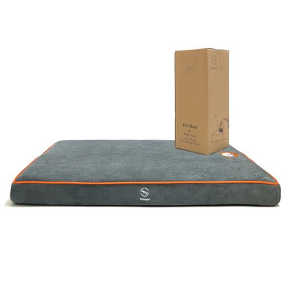 Hard-Wearing Orthopedic Dog Bed for Crate, 23x16 Inch, Made of Memory and HR Foam, Two-Sided Use, Providing Soft and Relatively Hard Support, with an Extra Inner Waterproof Protector (Gray) - size: XS（23"L x 16"W x 2"Th）