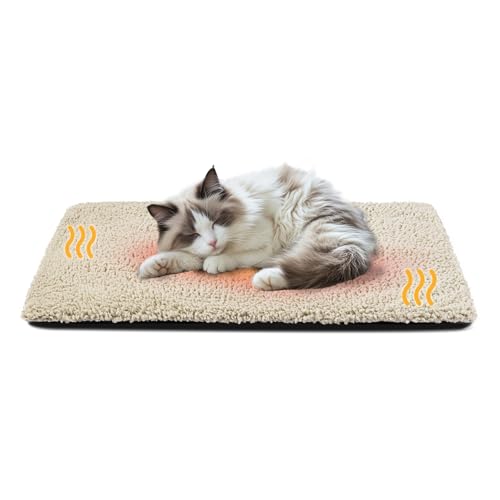 Miguel Cat Beds for Indoor Cats Self Heating Kitten Pad for Outdoor Cat House, Self Warming Pet Mat for Small Dog Crate Pad with Removable Washable Cover, Brown 30 Inches - color: Brown, size: M(30"x20"x1")