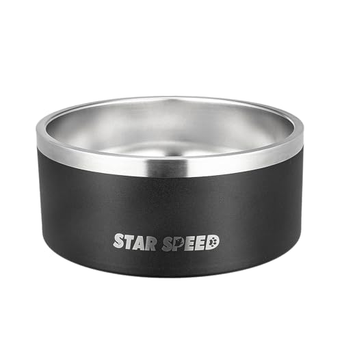 Stainless Steel Dog Bowl - Extra Large, Drop Resistant, Keeps Cold, Fits Different Size Big Dog Food Bowls (100oz, Black) - color: Black, size: 100oz