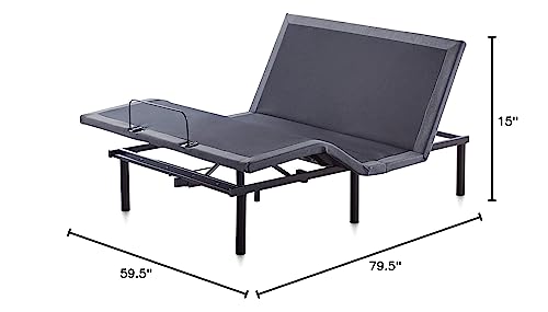 Lucid L600 Adjustable Bed Base Frame - Queen Size - Zero Gravity - Bluetooth - Companion App - Head and Foot Incline - Interactive Dual Massage - Under Bed Lighting - Wireless Remote - Dual USB Ports - size: Queen, style: L600