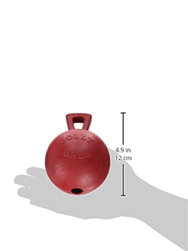 Jolly Pets Tug-n-Toss Heavy Duty Dog Toy Ball with Handle, 4 Inches/Petite, Red - color: Red, size: 4 in/Petite