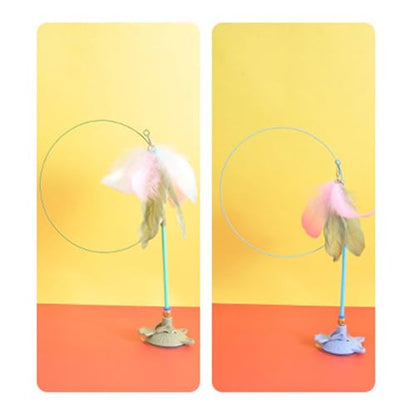Bottone Strong Suction Cup Cats Teaser Stick Toy Chasing Interaction Teasing Feathered Wand Boredom Gift Exercise Toy - color: Green