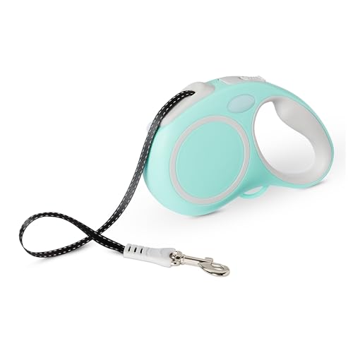 Amazon Basics Retractable Dog Leash, Double-Sided Reflective, 5m, Size S, Blue - size: S