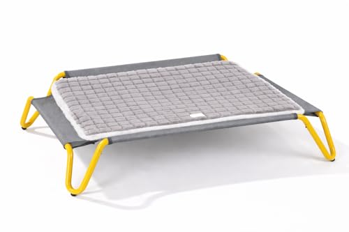 Elevated Dog Bed with Removable Cushion, Cooling Raised Pet Cot, Breathable Mesh Dog Bed, Washable Soft Mat, Durable Metal Frame, Indoor Outdoor Raised Pet Bed for Small Medium Dogs