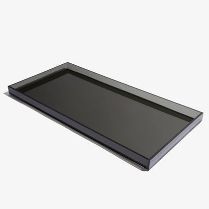 Hiddin Smoke Grey Acrylic Pet Feeder Overflow Tray, Modern Spill Mat for Dogs and Cats, Protects Floors from Water and Food Mess, Durable Lucite, Easy to Clean, Pairs with Elevated Dog Bowl Stand - size: Large