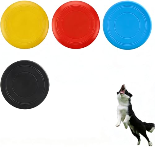 Dog Flying Disc, 4 Pack Dog Flyer Toys, Soft Rubber Interactive Lightweight Flying Disc Dog Toy for Small Large Dogs - Floats in Water & Safe on Teeth, 7 inch
