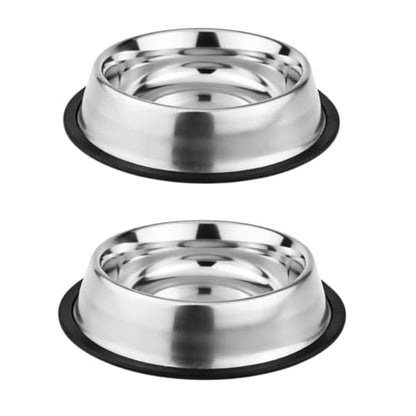 Stainless Steel Dog Bowl Pack of 2, Food & Water Bowl for Dogs, Durable Dog Feeding Bowl, Bowls for Small Dogs, Easy to Clean, Anti-Skid Pet Bowl - 16 oz (Silver) - color: Silver