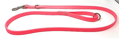Regal Dog Products Waterproof Leash – 5 ft. Pink Dog Leash with Easy to Use Collar Hook, Lightweight, and Proof Training Pet Lead with Vinyl-Coated Webbing for Small, Medium, Large, or XL Dogs - color: Pink