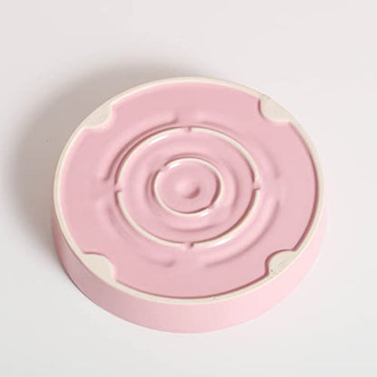 8.66 in Pink Ceramic Slow Feeder Dog Bowl for Medium and Large Breed,Pet Feeding Dog Food Water Dish Heavy Weighted,Puppy Bowl for Fast Eaters,Puzzle Slow Eating Dish Modern Cute - color: Pink Slow Feeder