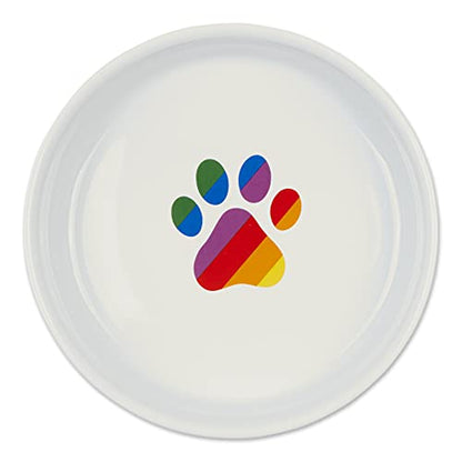 Bone Dry Ceramic Food Bowls, Non-Slip & Dishwasher Safe, Large Set, 7.5x2.4, Rainbow Paw, 2 Count - color: Rainbow Paw, size: Large Set, 7.5x2.4"