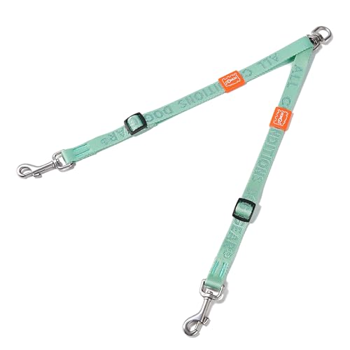 Double Dog Leash, No Tangle 360° Swivel, Adjustable Two Padded Handles, Double Clip Dog Leash Coupler Splitter Breeds (Mint Green, 4/5'' x 0.9 FT, Std) - color: MintGreen, size: Std M/L