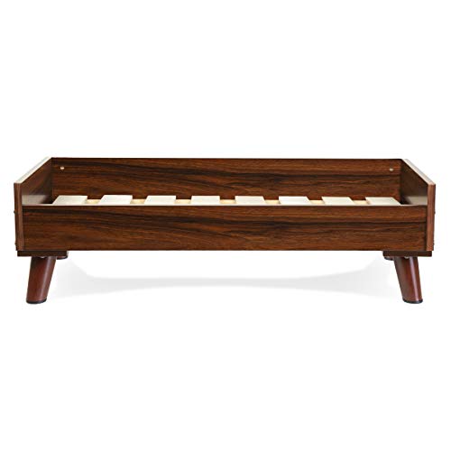 Furhaven Elevated Dog Bed Frame for 36" x 27" Large Dog Beds, Easy Assembly - Mid-Century Modern Bed Frame - Walnut, Large - color: Veneer Walnut, size: 36" x 27"