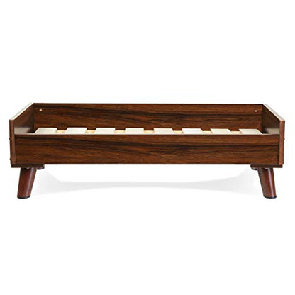 Furhaven Elevated Dog Bed Frame for 36" x 27" Large Dog Beds, Easy Assembly - Mid-Century Modern Bed Frame - Walnut, Large - color: Veneer Walnut, size: 36" x 27"