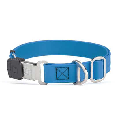 Biothane Waterproof Durable Dog Collar with Herm Sprenger - Quick Release ClicLock Buckle - Fits Medium and Large Dogs - Made in USA (Cerulean Blue, W 1" x L 15"-25") - color: Cerulean Blue, size: W 1" x L 15"-25"