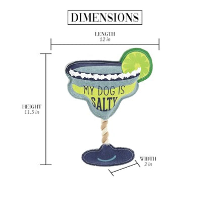 Pavilion Gift Company - Salty - 11" Canvas Rope Dog Toy Chew Tug of War Margarita Alcohol Best Friend Dog Doggy Puppy K9 Gift