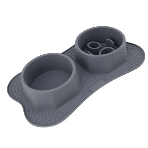 Jeanoko Silicone Double Pet Bowls Non Spill Mat Mess Free Feeding for Dogs Cats Large Small Multifunctional for Home Kitchen (Small) - size: Small