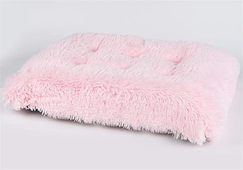 Long Plush Calming Pet Bed Cuddler Pet Bed for Dogs and Cats Fluffy Faux Fur Dog Bed with Anti Slip Bottom Machine Washable Pet Sleep Bed Crate Mat Light Pink M - color: Light Pink, size: M(25"x19"x4")