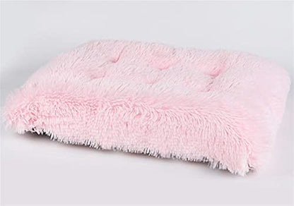 Long Plush Calming Pet Bed Cuddler Pet Bed for Dogs and Cats Fluffy Faux Fur Dog Bed with Anti Slip Bottom Machine Washable Pet Sleep Bed Crate Mat Light Pink M - color: Light Pink, size: M(25"x19"x4")