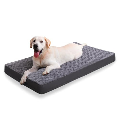 Dog Crate Bed Waterproof Dog Beds for Medium Dogs Rose Velvet Soft Fluffy Washable Dog Bed with Removable Cover & Anti-Slip Bottom, 41 x 27 Inch, Gray - color: Grey, size: 41.0"L x 27.0"W x 3.0"Th