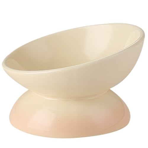 Cat Bowl Elevated Cat Bowls Whisker Friendly Cute Ceramic Tilted Food Bowls for Indoor Cats 6.1 Inch Wide 15° Raised Kitten Supplies Dishwasher and Microwave Safe Yellow Cats Water Bowl - color: Yellow Ceramic Elevated Cat Bowls