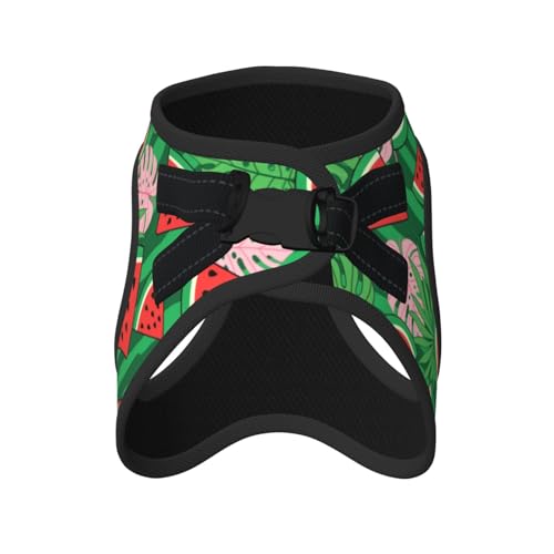 Summer Breathable Dog Harness, Watermelon Banana Leaves Art, Reflective Step-in Vest No Pull Design, Cooling Solution for Small Large Pets Walking - color: Style (530), size: Small