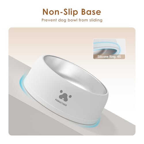 PAWGETHER® Stainless Steel Dog Bowls, Dog Food and Water Bowl Non-Slip Easy to Clean Dishwasher Safe for Puppy Small Medium Dogs Cats White 34oz - color: White (34oz)